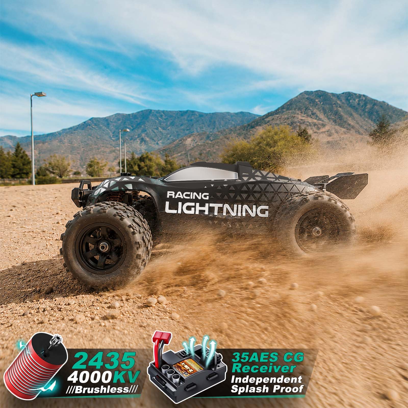 Macchina Telecomandata Brushless 1:18 4WD 52 km/h per Adulti e Bambini da 10 Anni, Auto RC Fuoristrada con Trasmissione Interamente in Metallo, Ammortizzatori ad Olio, 2 Batterie e 2 Carrozzerie