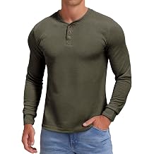 KUYIGO Mens Slim Fit Henley Shirts Casual Solid Button Waffle Fashion Summer T-Shirts Tops