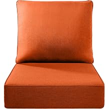 Luxury 22x24/22x25 6-Inch Outdoor Cushions - Water Resistant 1 Set Zippered Patio Chair Back&Seat Cushion for Wicker Dining Rocking Swivel Chairs Loveseat Couch Sectional Sofa - Orange
