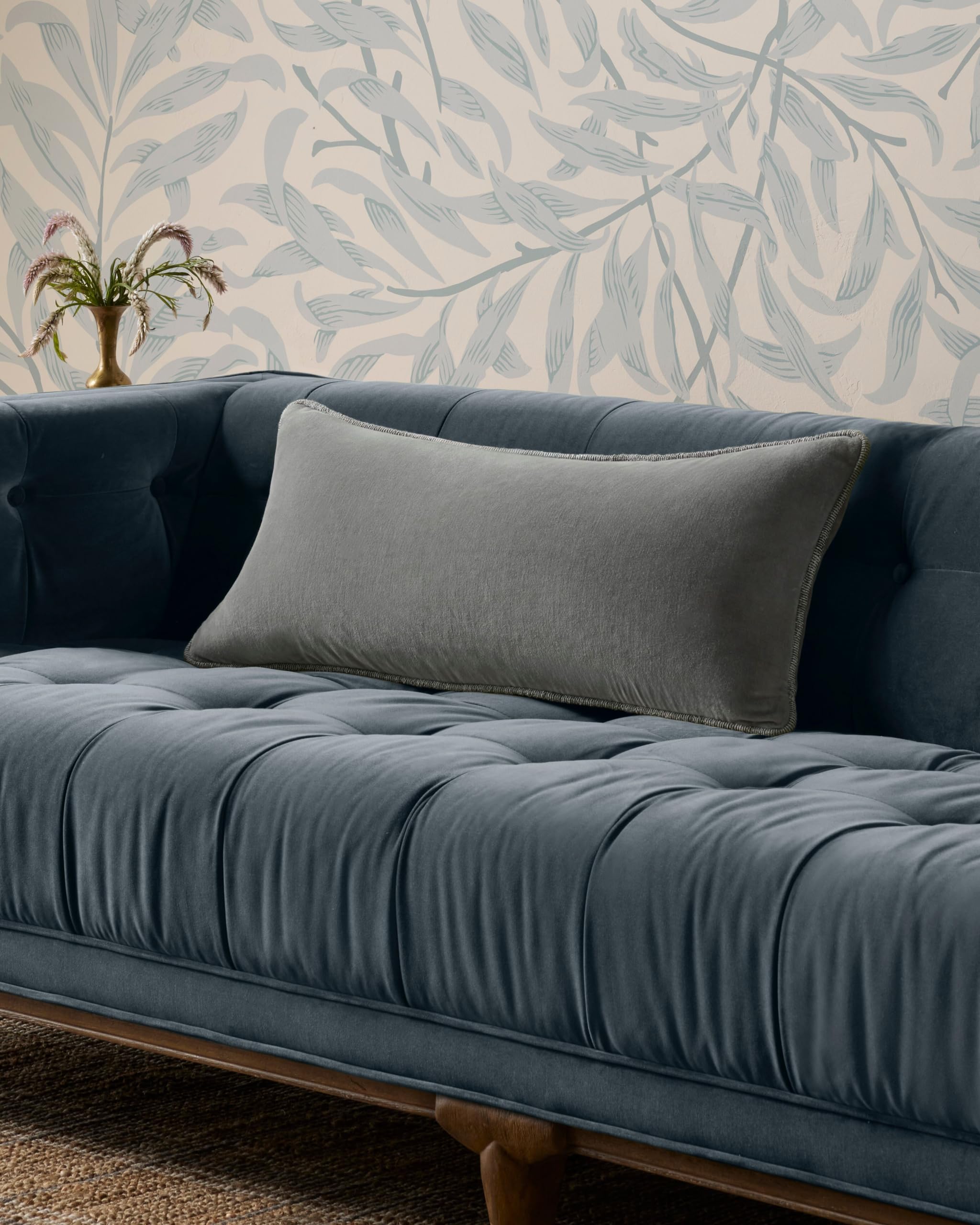 Loloi Liza Pillow, 12'' x 27'' Cover w/Down, Grey