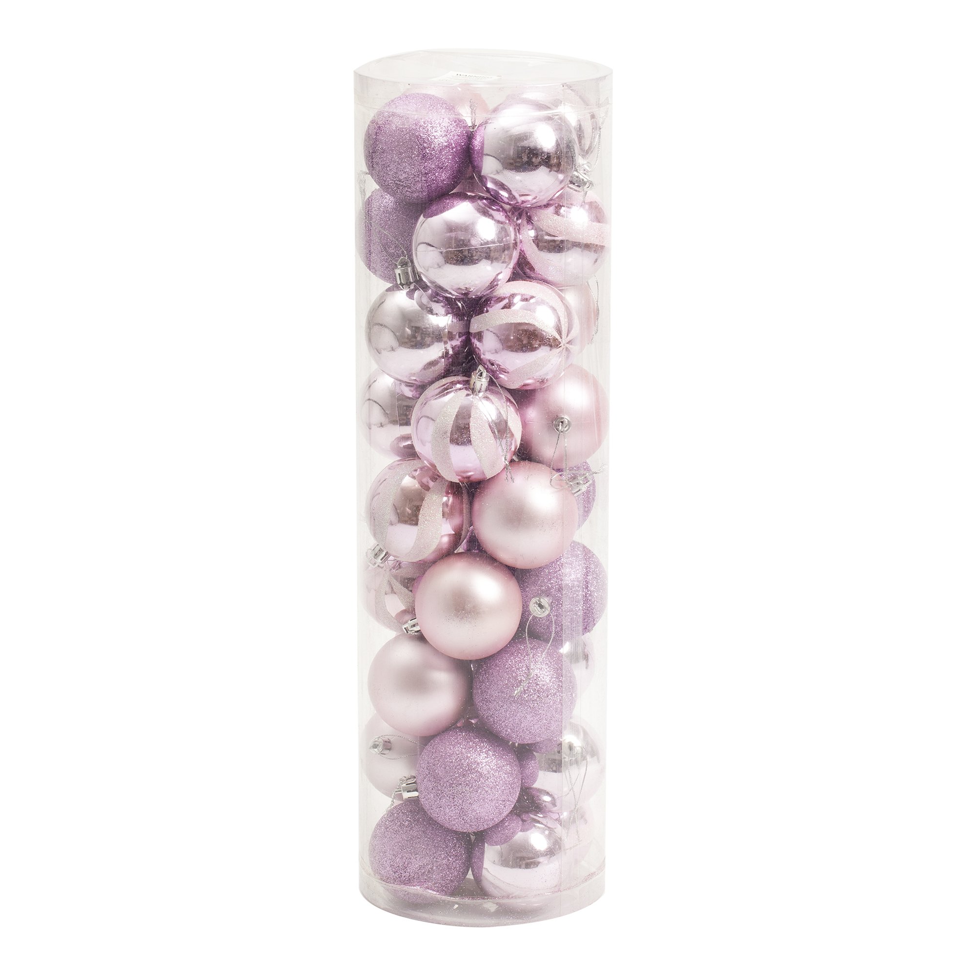 Robelli 36 Piece Assorted Christmas Tree 60mm Ball Baubles (Pink)