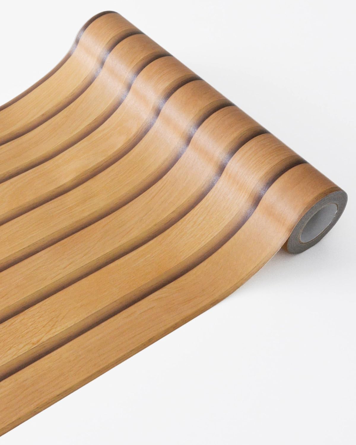 壁紙屋本舗 Wood Slat Peel and Stick Wallpaper, Removable Renter Friendly Repositionable Contact Paper for Walls, Cabinets & Furniture, Brown 9in x 19.7ft, Made in Japan, EASYWALLTAPE EWT05