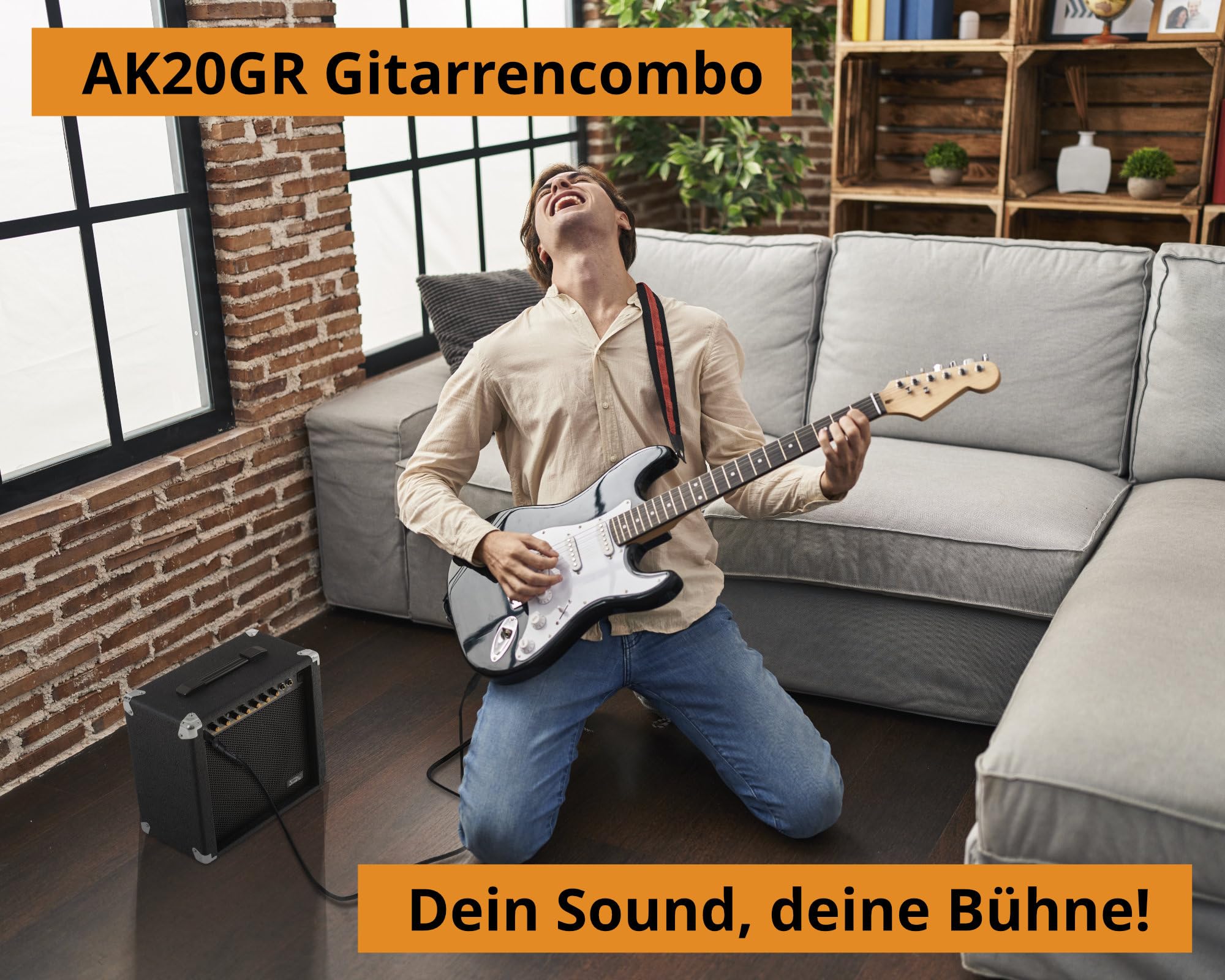 Soundking AK20-GR Amplificatore Chitarra 60W - Equalizzatore 3 Bande - Speaker 8" - 2 Canali Clean/Overdrive
