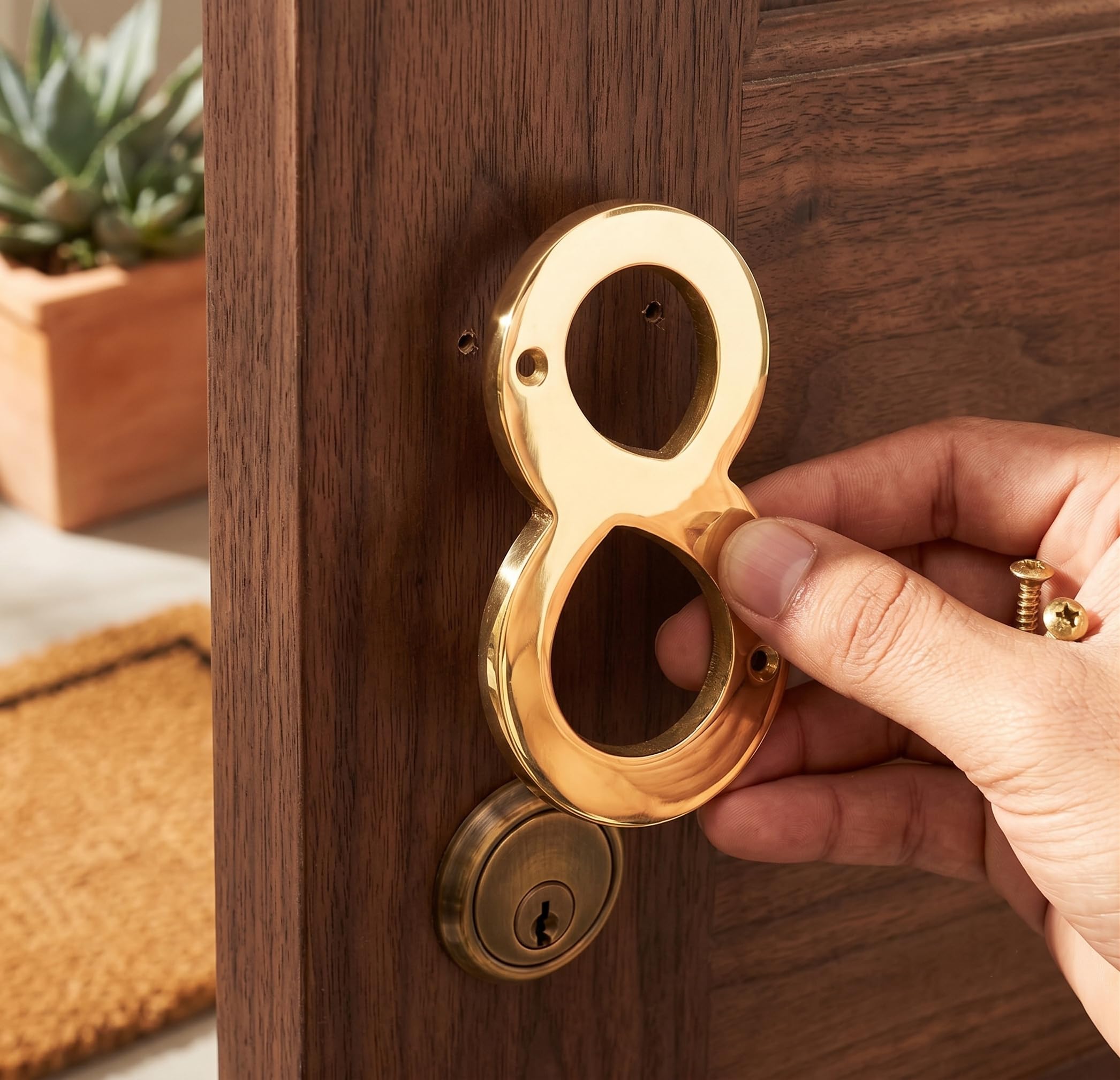 eSplanade 4" Brass House Hotel Door Number Plaque Sticky Numeric Numerical Digit 0-9 (8(eight)) — Amazon image 3