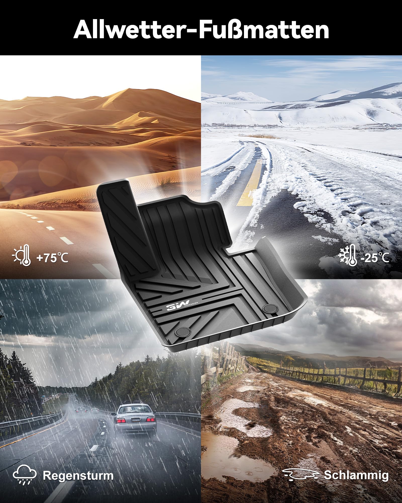 3W Fußmatten & Kofferraumwanne für 2014-2024 Mini Hatch F56/Mini Cooper | TPE Thorex™ Allwetter | 3D Maßgeschneiderte Passform | Hundefreundlich Auto Zubehör | Wasserdicht & Kratzfest | Antirutsch