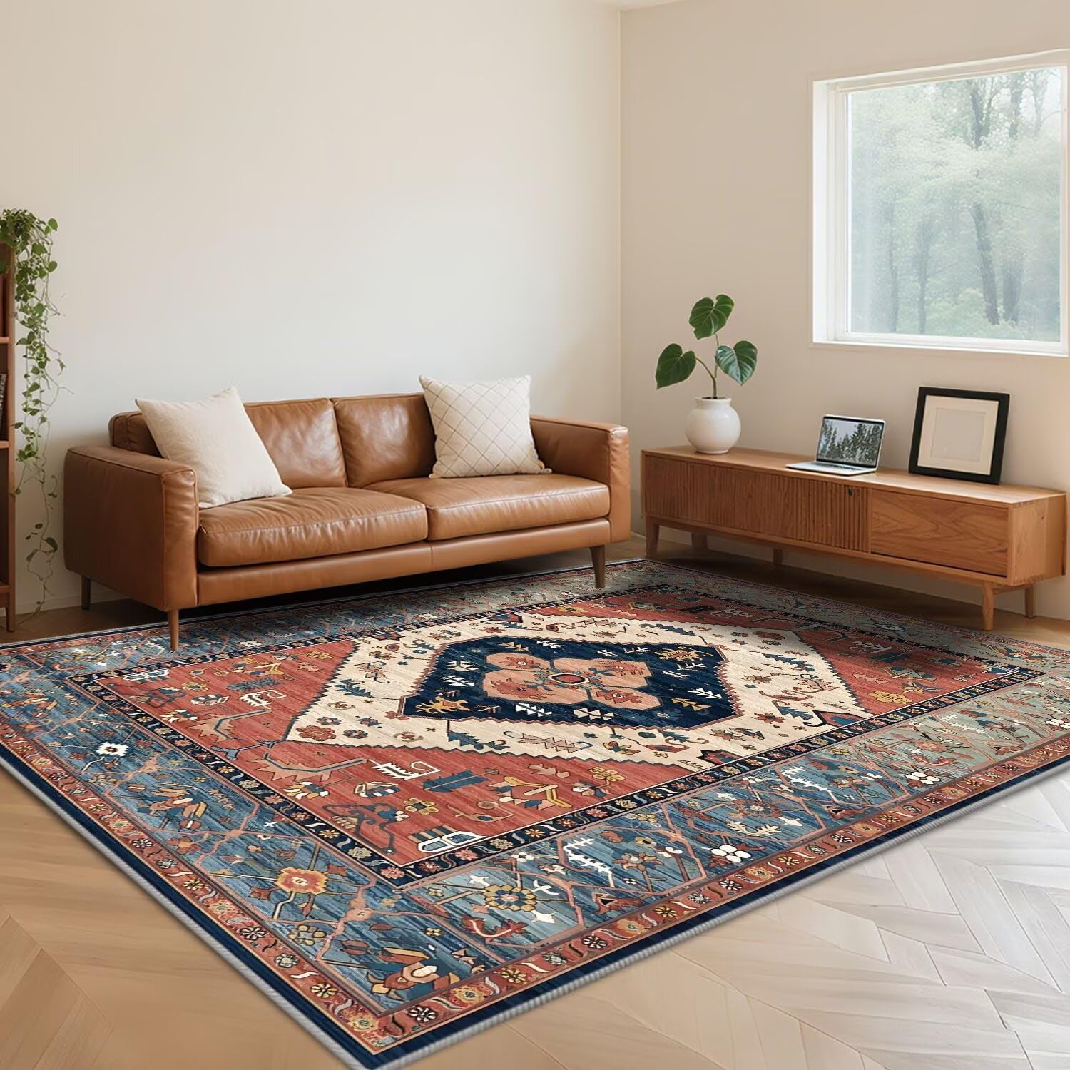Tapis lavable 160x230 antidérapant et facile d'entretien pour salon moderne