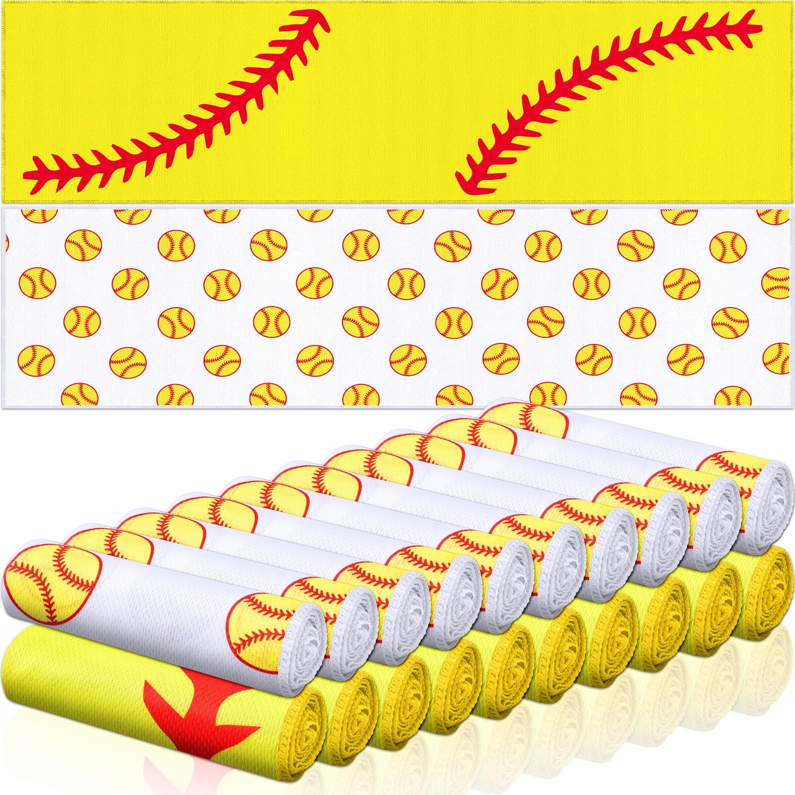 FuWeave 24 Pcs Sports Cooling Towels Baseball Basketball Softball 40 x 12 Inch Breathable Soccer Football Volleyball Microfiber Ice Towel Fast Drying for Sport Party Favors Team Gift(Yellow,Softball)