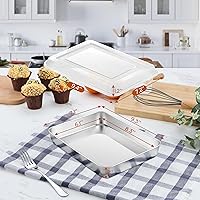 Vista 2 de Onader Juego de moldes para hornear, 9¼ x 7 ¼ x 2 pulgadas, molde rectangular pequeño con tapa, utensilios para hornear de acero inoxidable