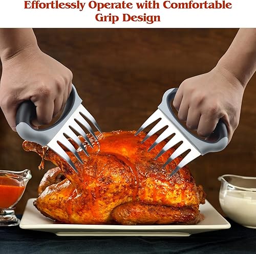 Miniatura 2 de Garras de carne para triturar, juego de 2 herramientas de metal, trituradora de pollo, garras trituradoras de carne, garras de trituración de