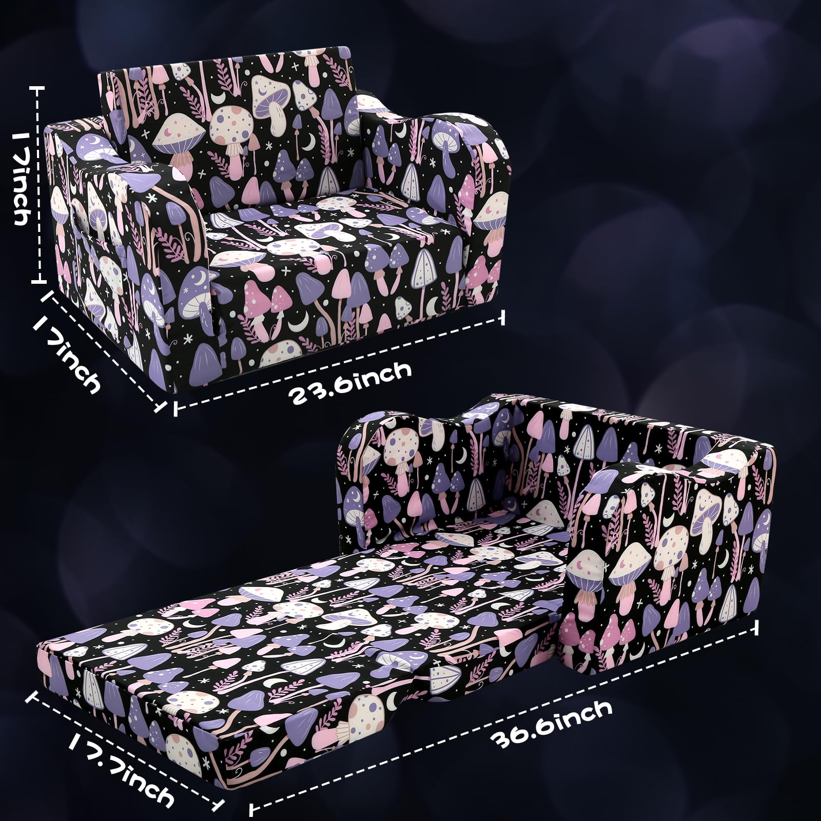 MeMoreCool Kids Couch Sofa, Foldable Comfy Toddler Chair for Toddlers 1-3, Fold Out Couch 2-in-1 Sofa Bed - Image 3