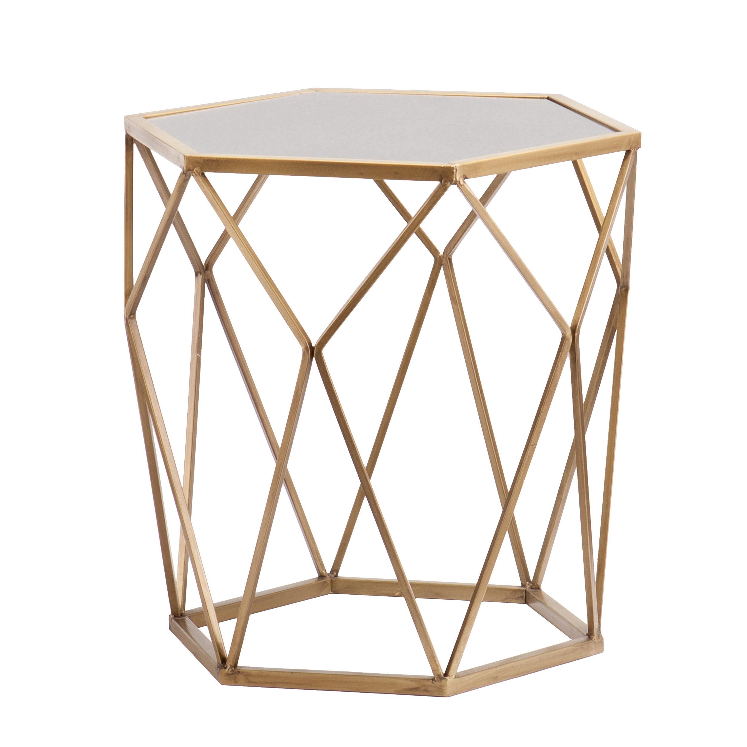 SEI Furniture Joelle Geometric Accent Table, Soft Gold, Antique Mirror