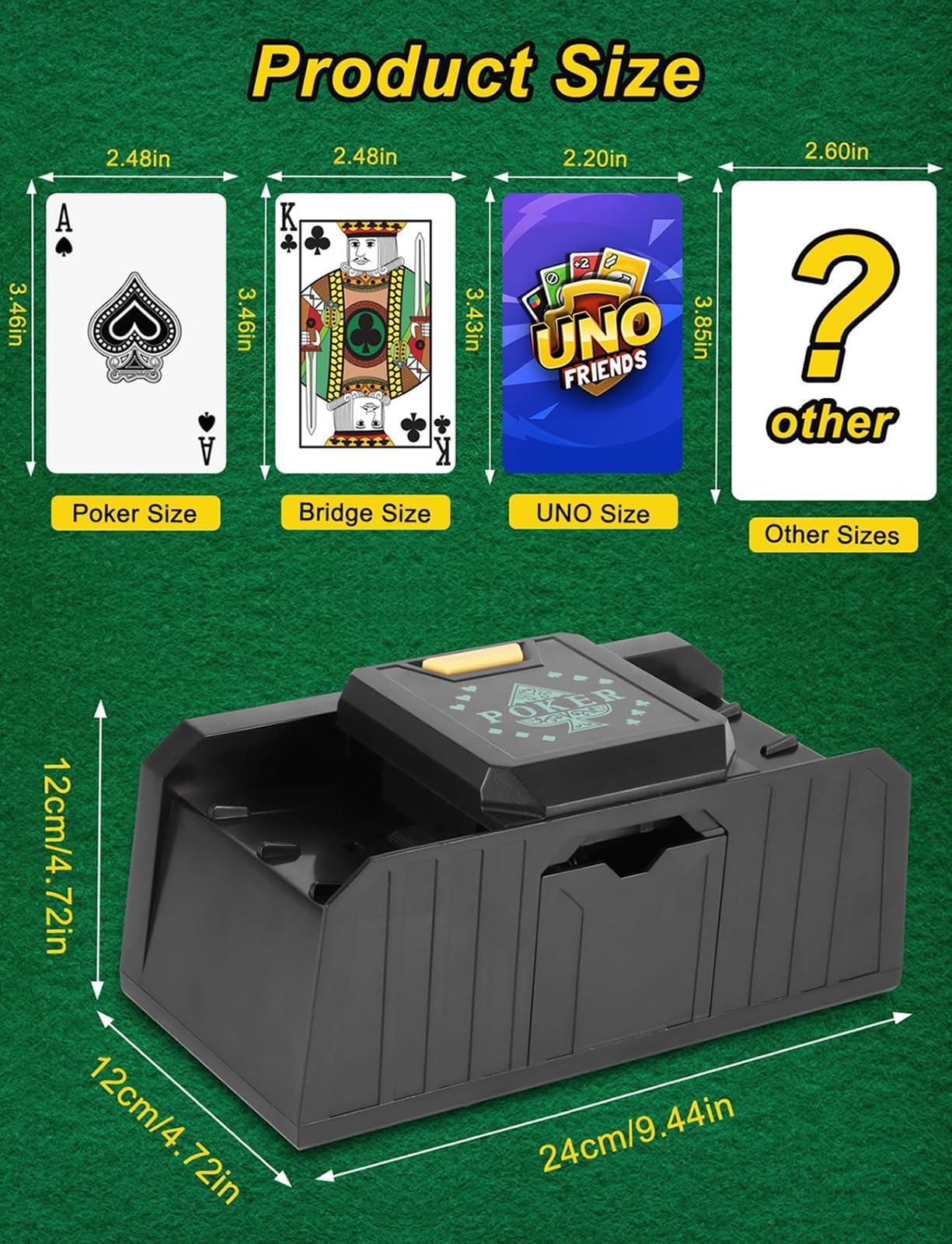 Shuffler de tarjeta automática, Máquina Shuffler de tarjetas de póker, 2 Método de fuente de alimentación, operación de una sola presión, máquina de baraja eléctrica de bajo ruido para póker, Uno