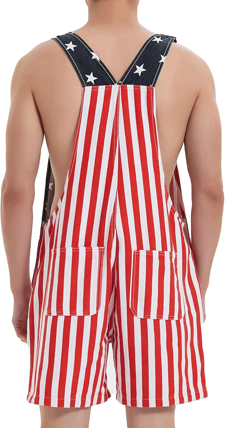 Festival Overalls for Men Shorts Romper Work Jumpsuits Bibs Coveralls - Image 2