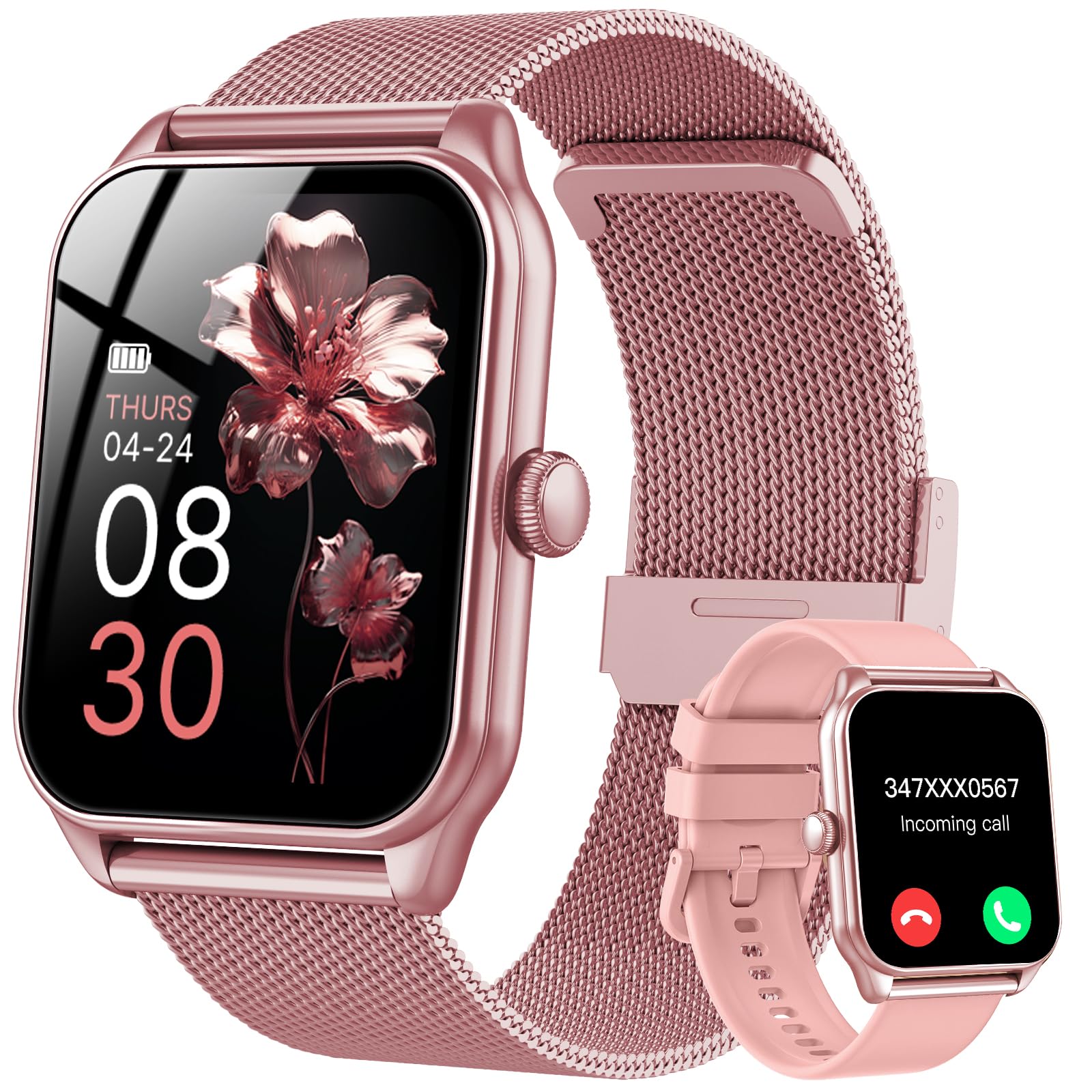 Smartwatch da donna con funzione telefonica, touch screen da 1,83", fitness tracker, 120+ modalità sportive, IP68, impermeabile, smart watch con frequenza cardiaca, monitor del sonno, contapassi, per