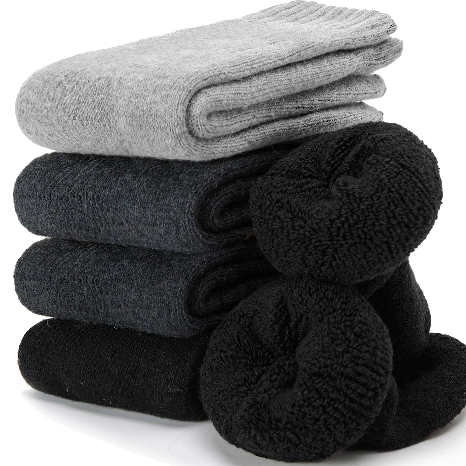 VoJoPi Mens Thermal Socks, 5 Pairs Warm Wool Winter Cozy Cushioned Thick Socks For Hiking Walking Work Casual, Uk 6-11