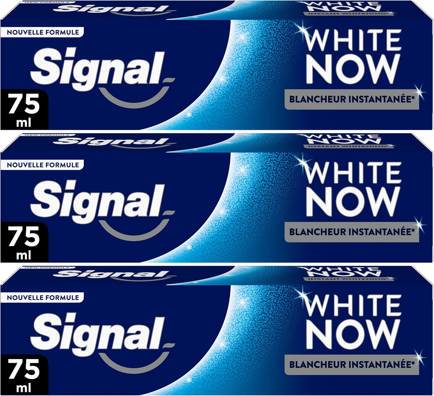 SIGNAL - Dentifrice White Now Original - Blancheur Instantanée - 96% d'ingrédients d'origine naturelle - (lot de 3x75ml)