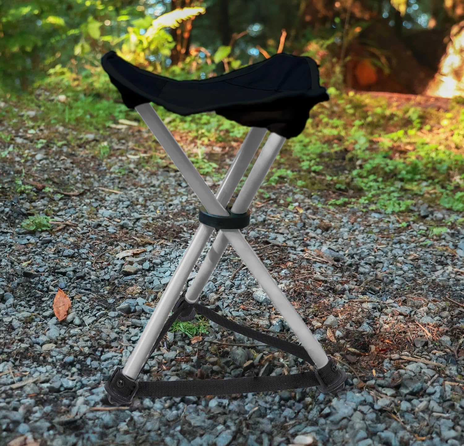 Cascade Mountain Tech Outdoor Portable Folding Camping Stool, Black