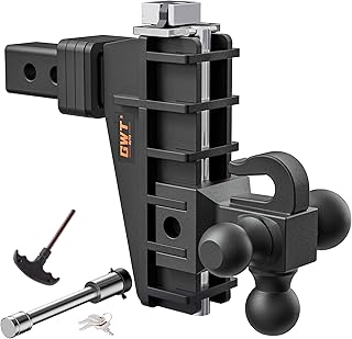 Adjustable Trailer Hitch with Hook, Tri-Ball (1-7/8" x 2" x 2-5/16") Drop Hitch, Fits 2-Inch Receiver, 6 Inch Drop Hitch, 17000 LBS GTW-Class 3 Tow Hitch for Heavy Duty Truck, Solid Ball Mount