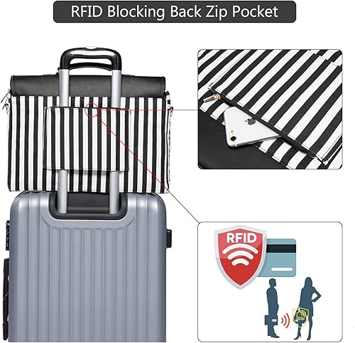 Miniatura 6 de LOVEVOOK Bolsa para laptop para mujer, 15.6 pulgadas, impermeable, de cuero, maletín para computadora, maletín grande para computadora portátil,