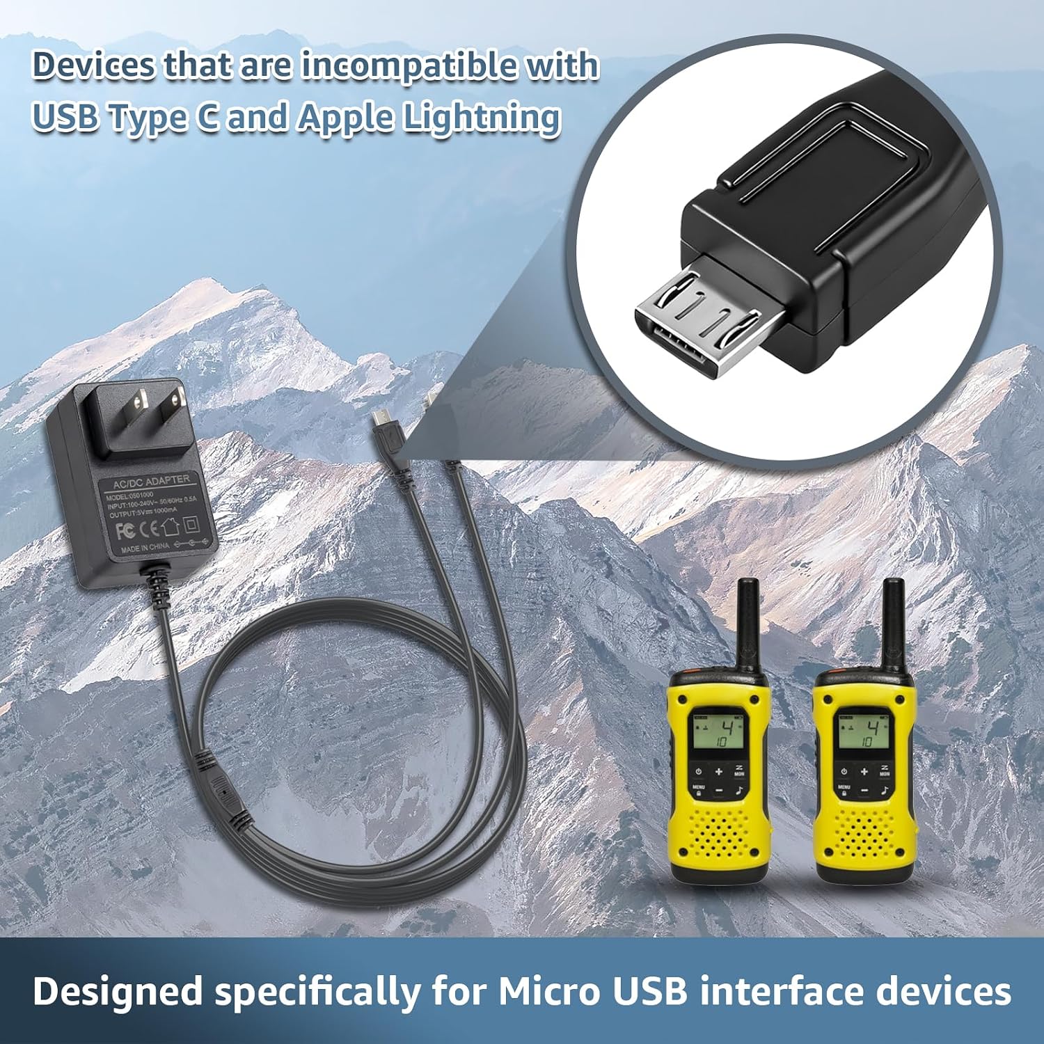 Charger for Motorola Radio Talkabout PMPN4204AR Y-Cable Compatible with Motorola Talkabout T200 T400 T460 T470 T500 T600 T800 with Dual Micro-USB Chargers