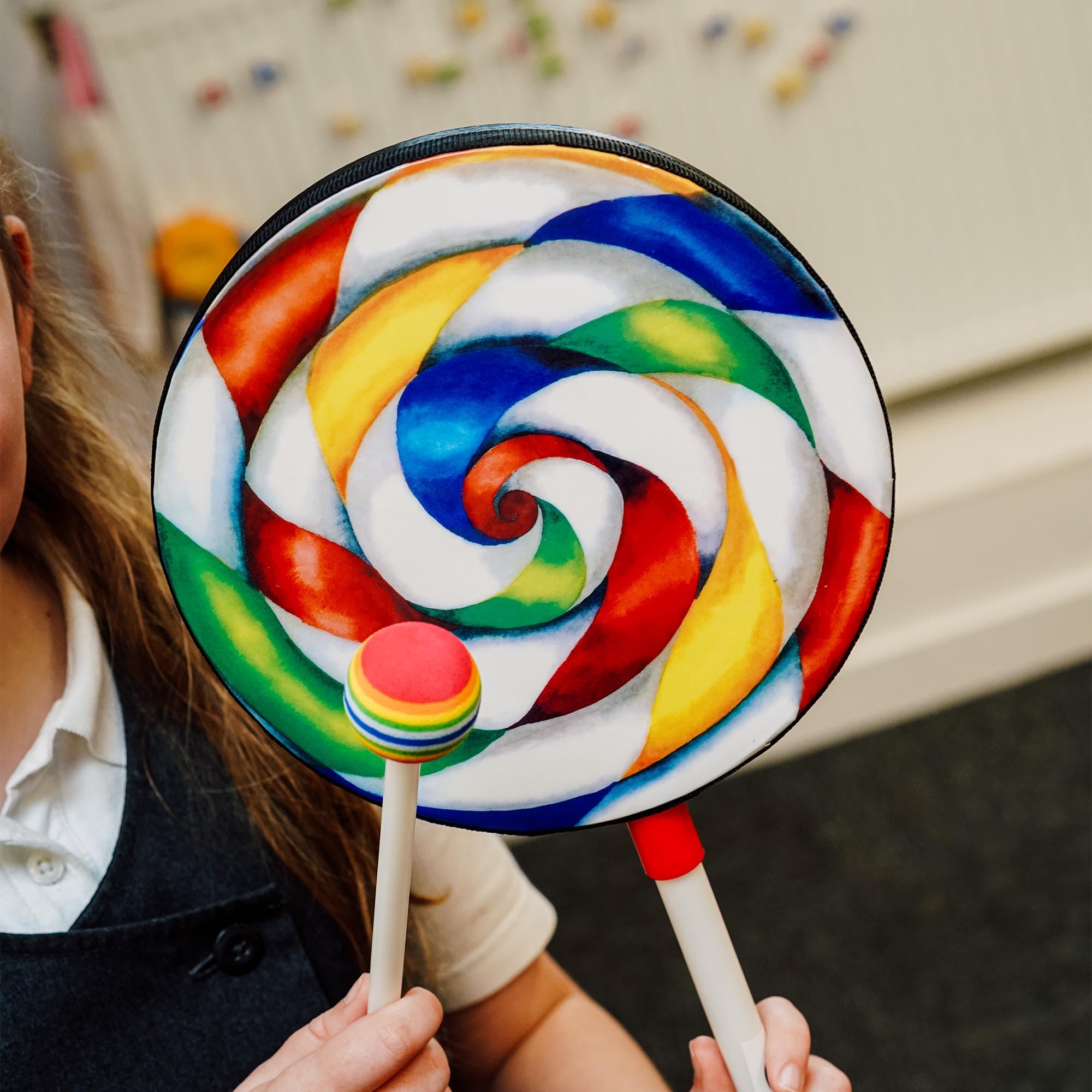 A-Star Lollipop Drum with Beater Pack of 10, Multicolor, 10 Pack - Image 4