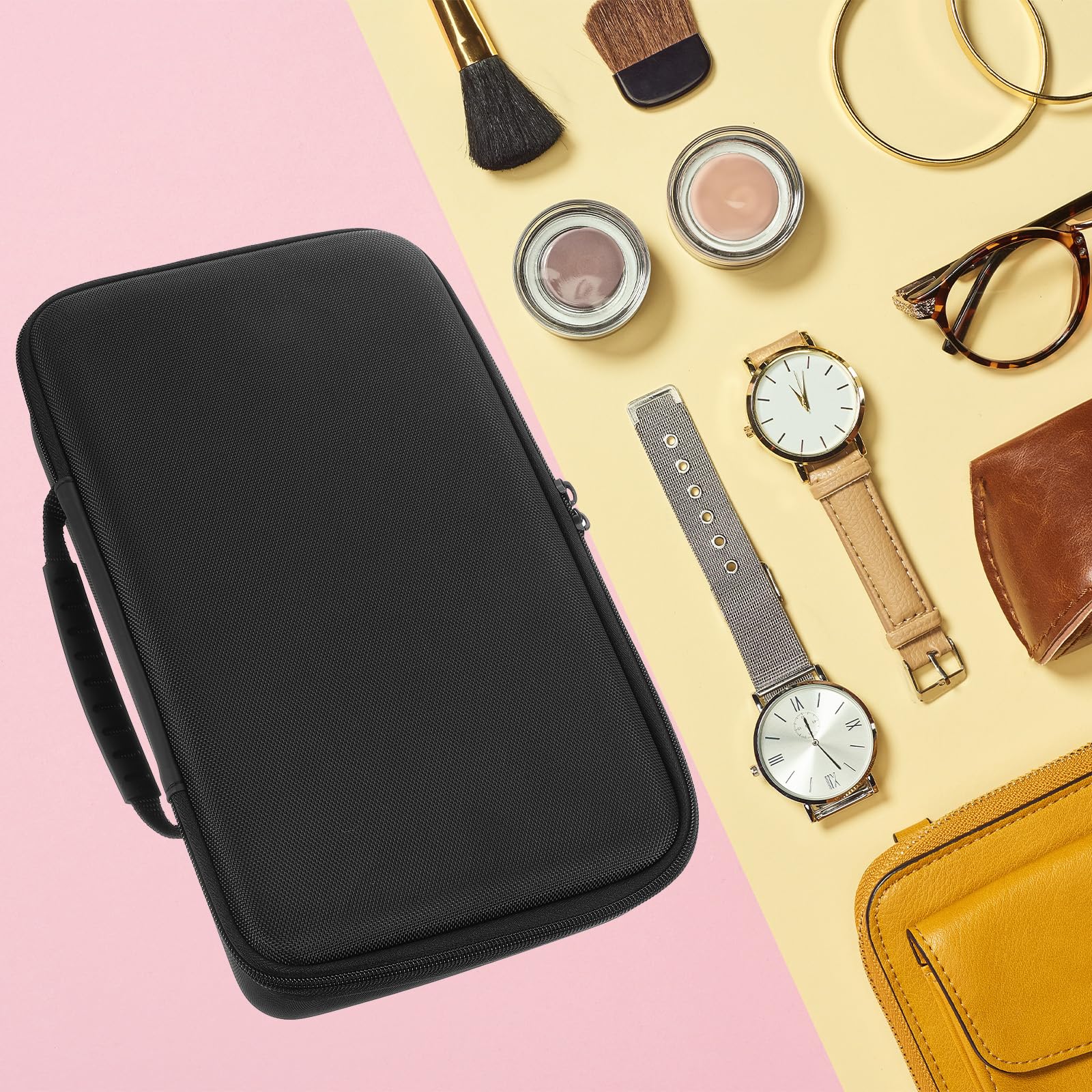 sourcing map Estuche rígido de viaje con 10 ranuras, organizador de exhibición de relojes para hombres y mujeres con almohada suave para la mayoría de relojes y relojes inteligentes de hasta 40 mm,