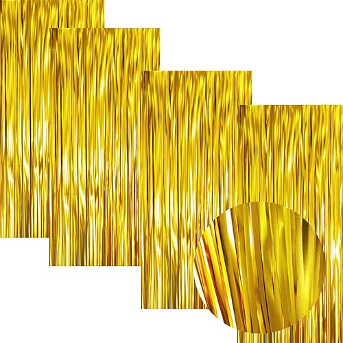 Miniatura 68 de GOER - Cortinas de tiras metálicas/oropel para fiestas, telón de fondo para fotos, cumpleaños, graduaciones, Año Nuevo, bodas, de 3.2 x 9.8 pies Azul