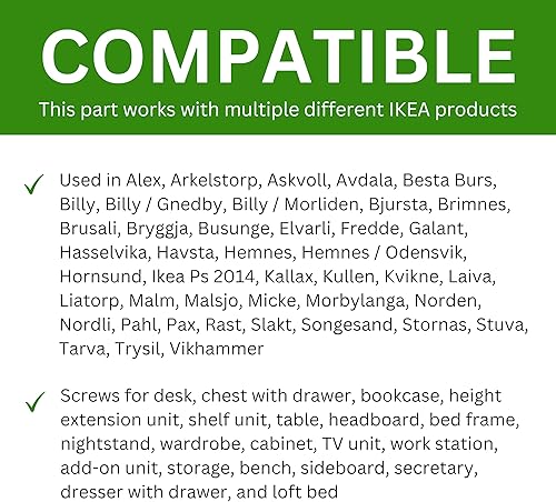 Miniatura 6 de Spare Hardware Parts Tornillo de fijación de bloqueo de leva (repuesto para pieza IKEA #118331) (paquete de 8)