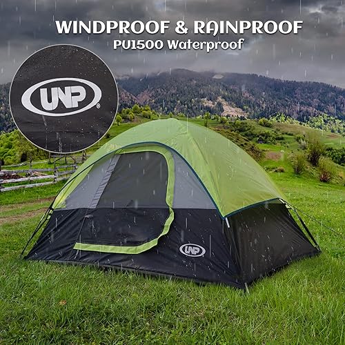Vista 7 de Camping Tent 2 Person, Waterproof Windproof Tent with Rainfly Easy Set up-Portable Dome Tents for Camping Verde fluorescente