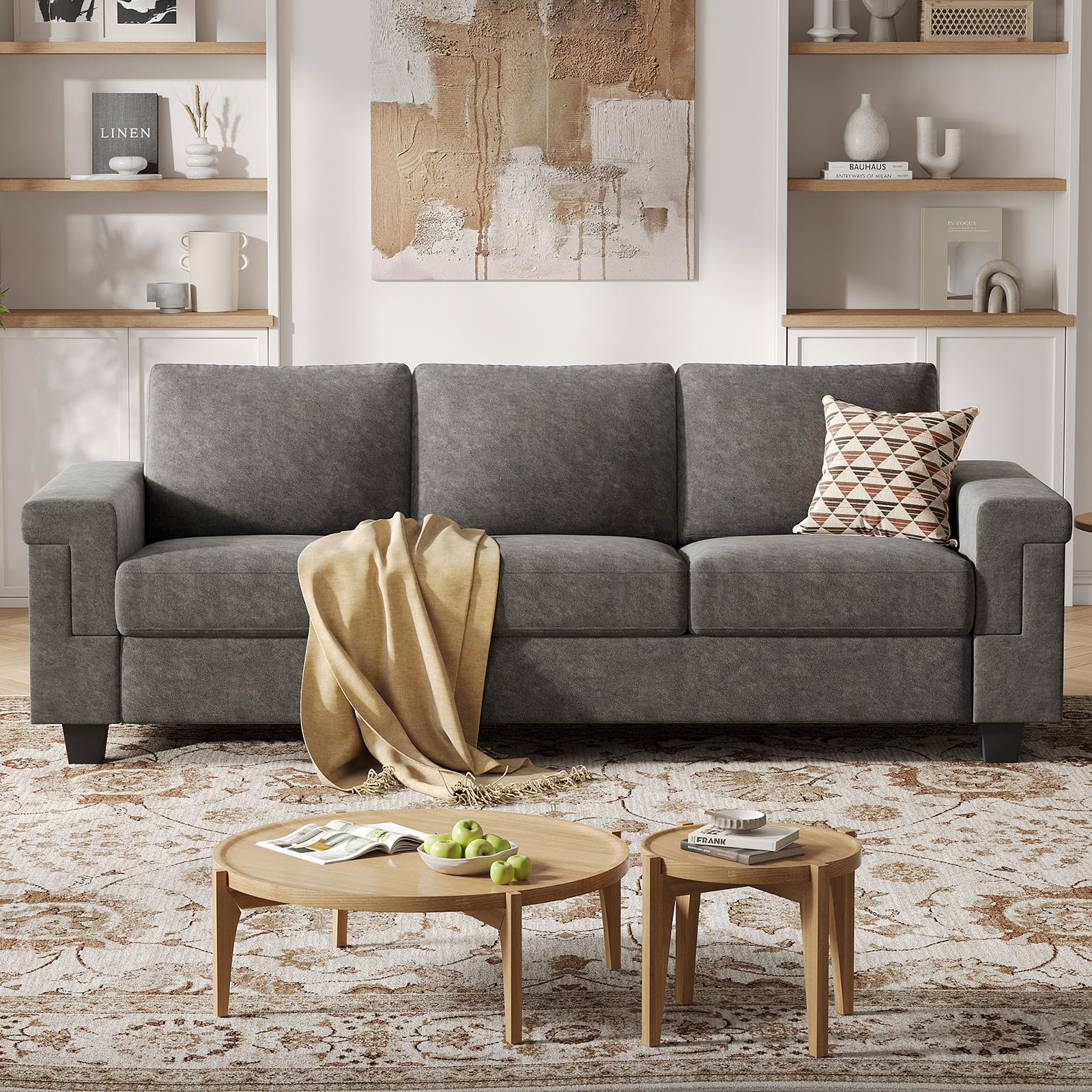 COPIAE 90 Inch Velvet Sofa Gray