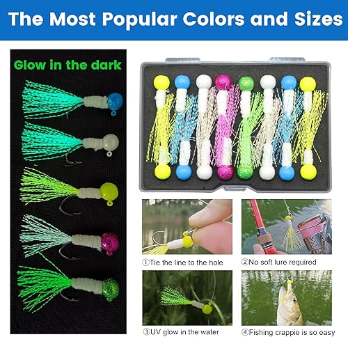 Miniatura 6 de KIMASA Kit de plantilla de pesca, 16 señuelos luminosos de natación con cabeza de plantilla ruidosa para Crappie, Panfish y más