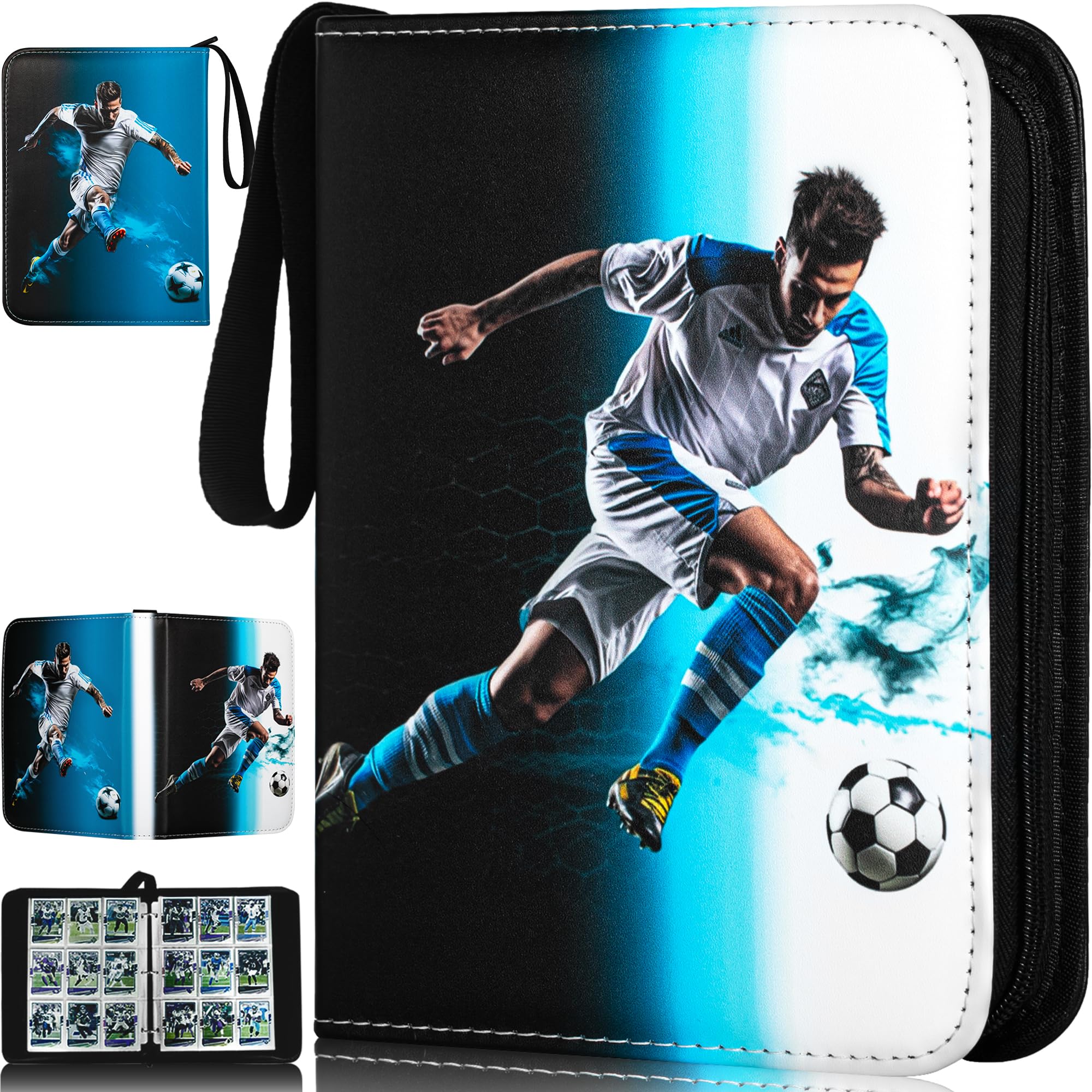 RONMONG Soccer Card Binder,2023 Sports Trading Card with Sleeves Holder Album,990 Pockets Soccer Card Holder Sheets Display Storage Protectors for Collectors Boys and Girls Gift