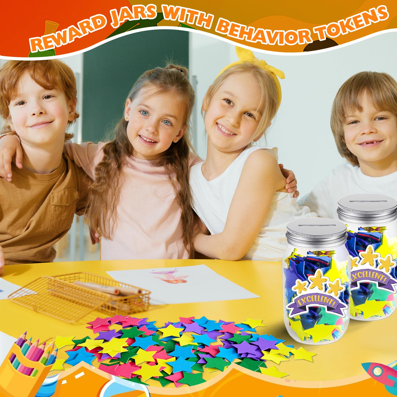 Snapklik.com : 4 Pack Star Reward Jar For Kids