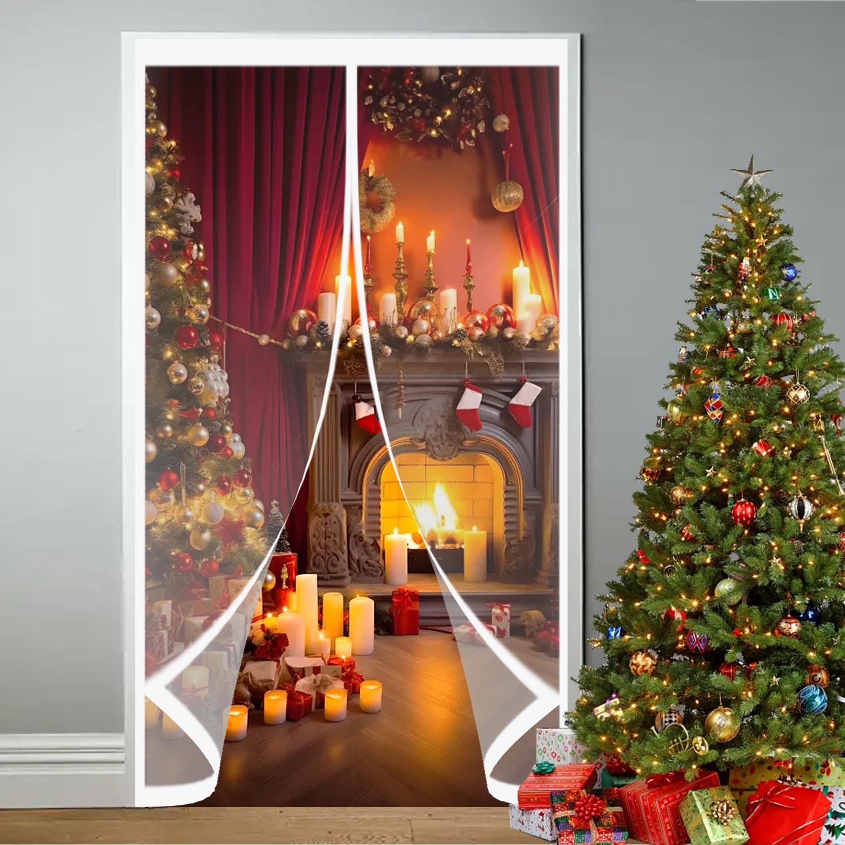 Rideau de porte isolant thermique contre les courants d'air froid 160x202cm