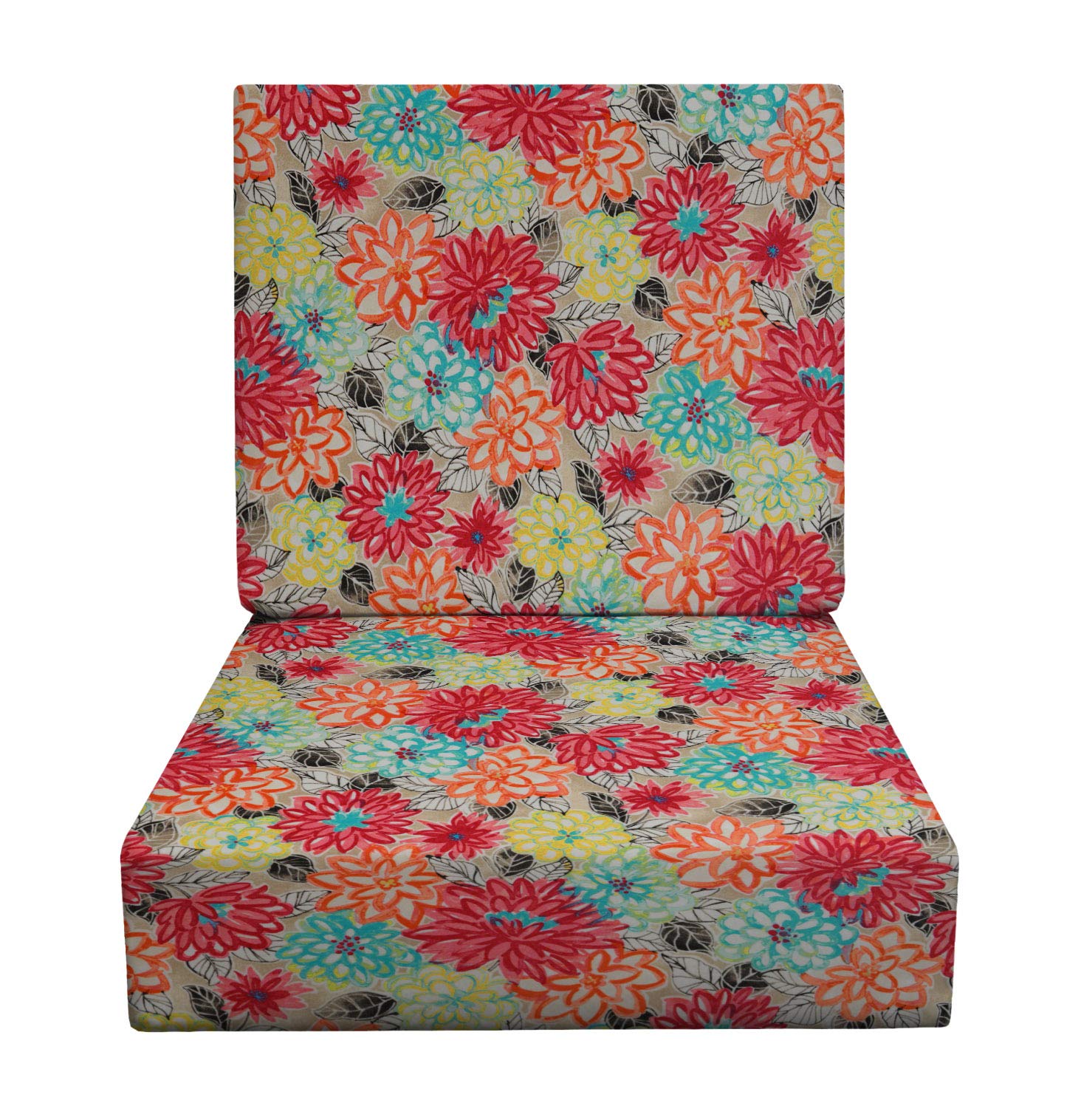 RSH DECOR: Deep Seating Foam Cushion Set | 23” x 24” Seat | All-Weather Spun Fabric | Water and Fade-Resistant | Outdoor Chair Cushion Set for Patio Furniture | Artistic Floral