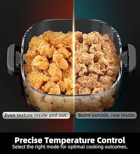 Miniatura 6 de Freidora de Aire de Vidrio Portátil 5 en 1, Recipientes de Vidrio de 4QT y 6 Tazas con Tapas, Alfombrilla de Silicona, Freidora de Aire Pequeña de