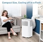 Climatiseur portable 10 000 BTU, unité de climatisation 3-en-1 silencieuse avec ventilateur et déshumidificateur pour des pièces jusqu'à 450 pi², affichage LED, télécommande et kit de fenêtre inclus – idéal pour chambre, bureau