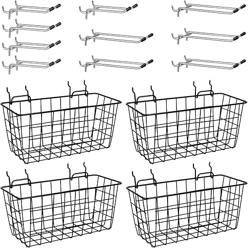G.CORE Accesorios para tablero de clavijas de 1/4 pulgadas, paquete de 4 cestas de tablero de clavijas y 10 ganchos de herramientas para tablero de