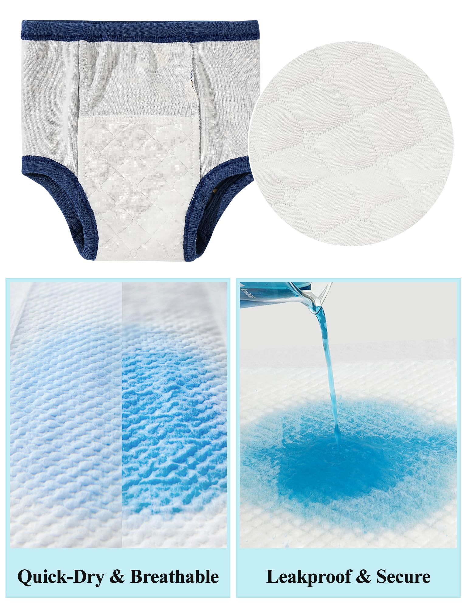 Happy Cherry 4 Paquets Culotte Apprentissage Propreté Bébé Garcon Fille Slip d'apprentissage Doux Absorbant Anti-Fuite Couches-Culottes Motifs Animaux Mignons 0-3 Ans