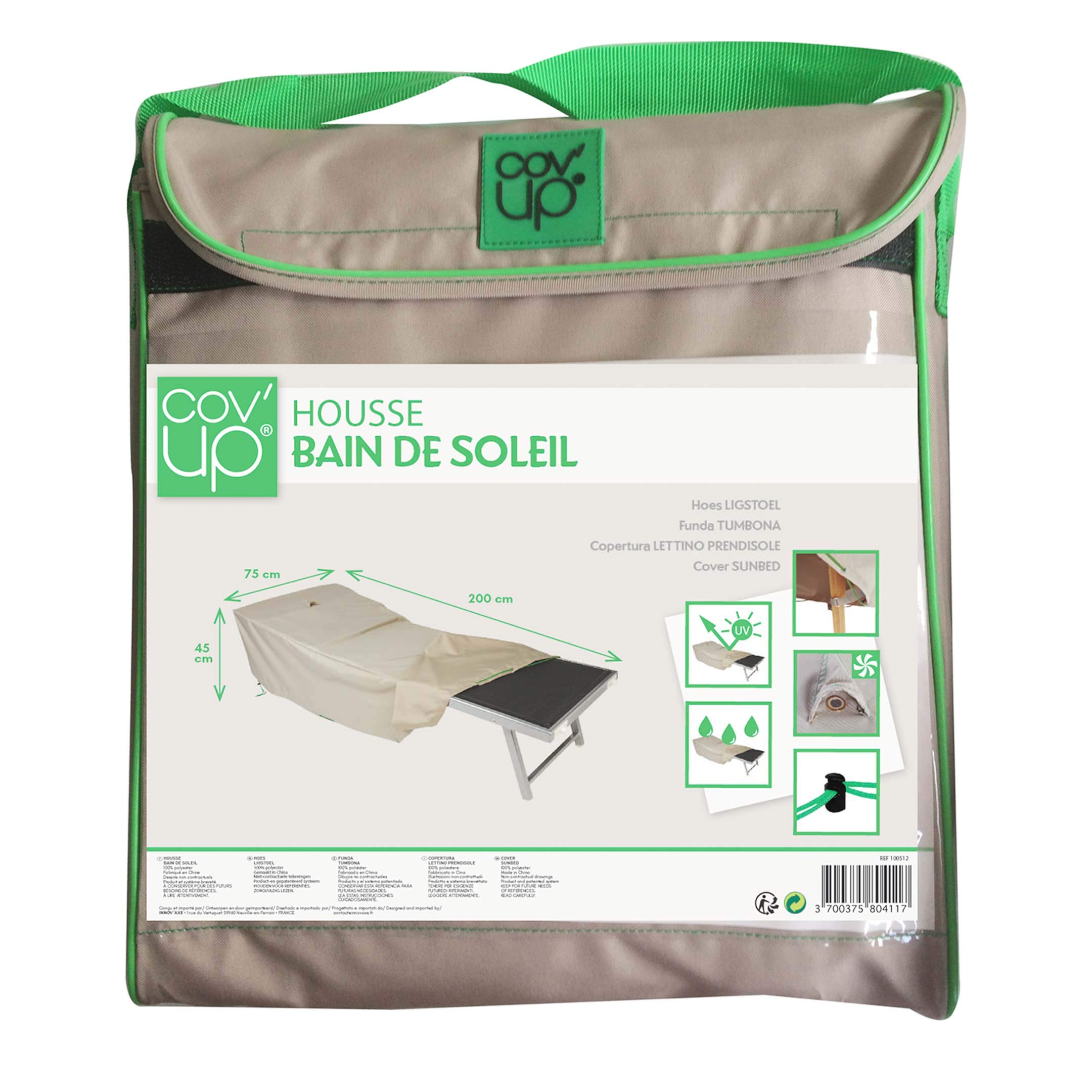 Cov'Up - Housse de Bain de Soleil 200 x 75 x 45 cm