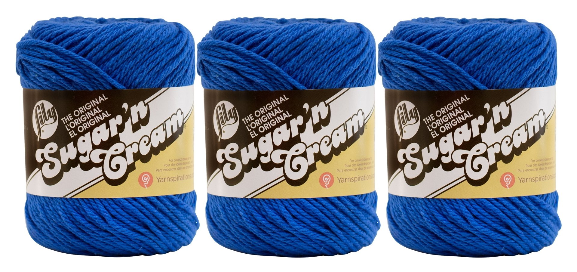 Bulk Buy: Lily Sugar 'n Cream Solids 100% Cotton Yarn (3-Pack) (Dazzle Blue #1131)
