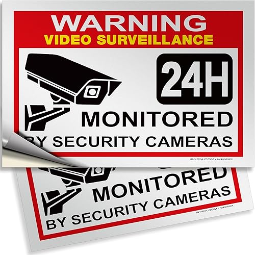 Vista 9 de iSYFIX Señal de advertencia de videovigilancia – 1 paquete de 1 paquete reflectante plateado de 7 x 6 pulgadas – 100% libre de óxido de aluminio