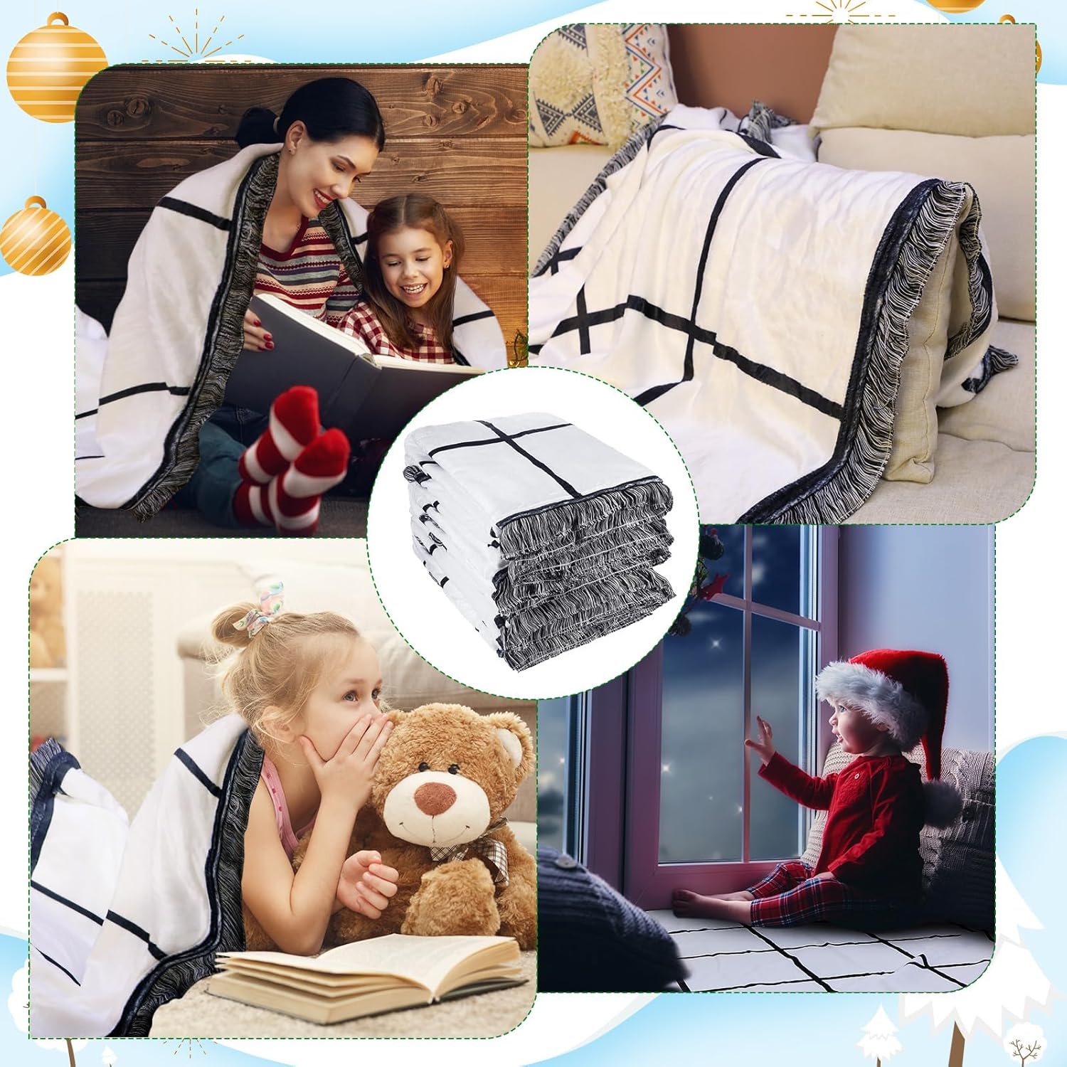 Preboun 6 Pcs Sublimation Blanket 40 x 60 Inch Throw for Heat Press Polyester Custom Personalised Photo with 20 Panel Printed for DIY