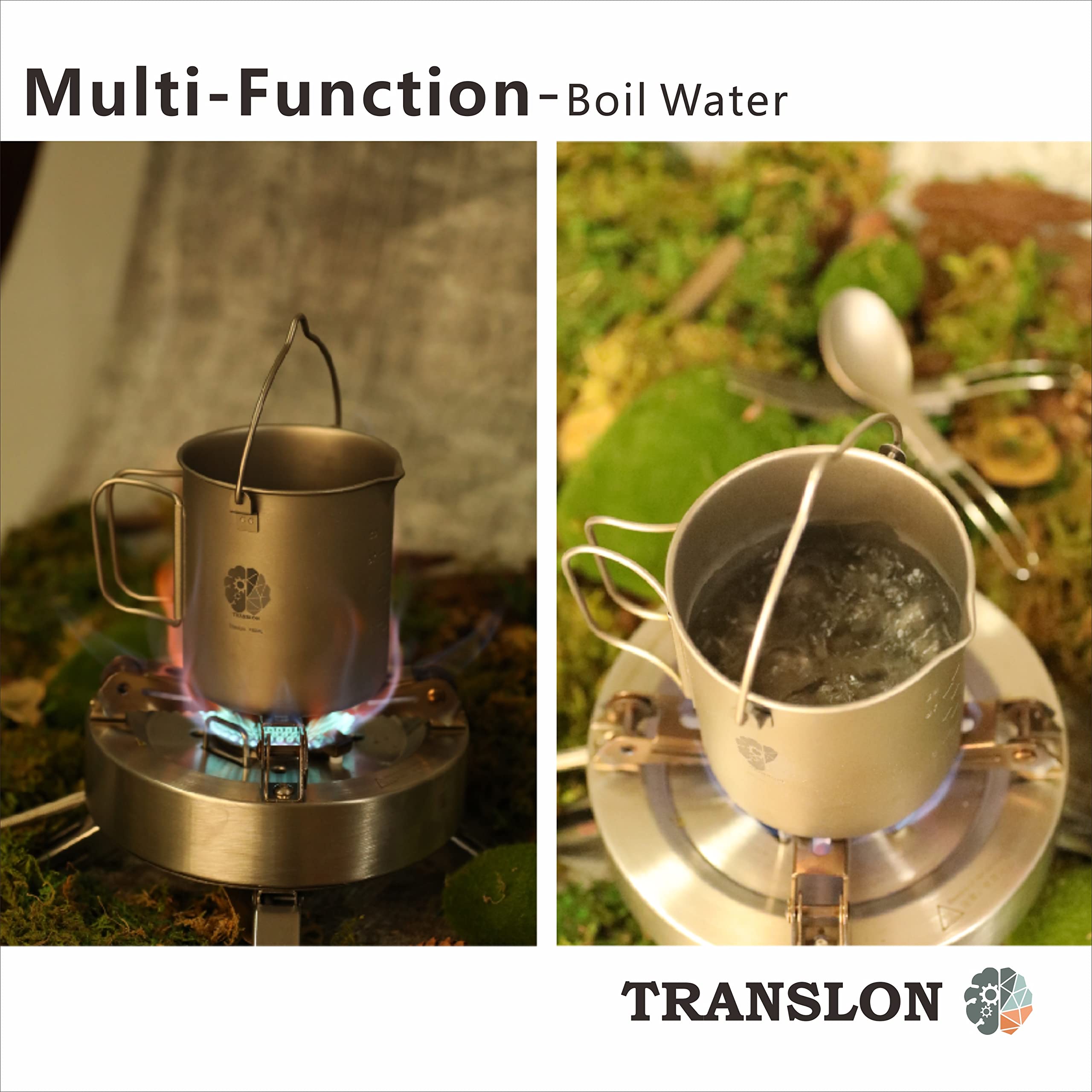 Camping Set Titan, multi-Funktion Tasse und Kaffeebereiter(French Press) sowie faltbar Campingbesteck Messer Gabel und Löffel (inklusive Tragetasche), leicht und tragbar