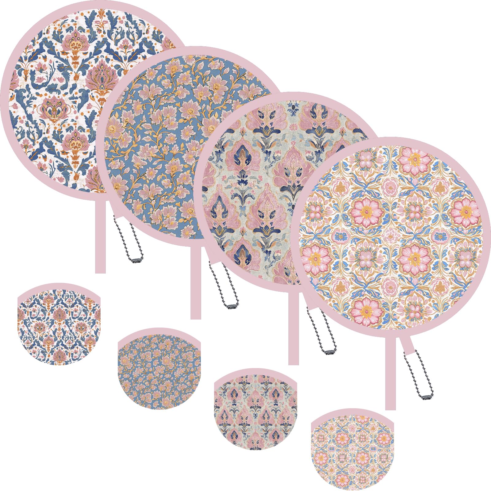 Photo 1 of LOREAURA Cooling Foldable Hand Fan - Flower Field Print, Lilac (4 Pack)