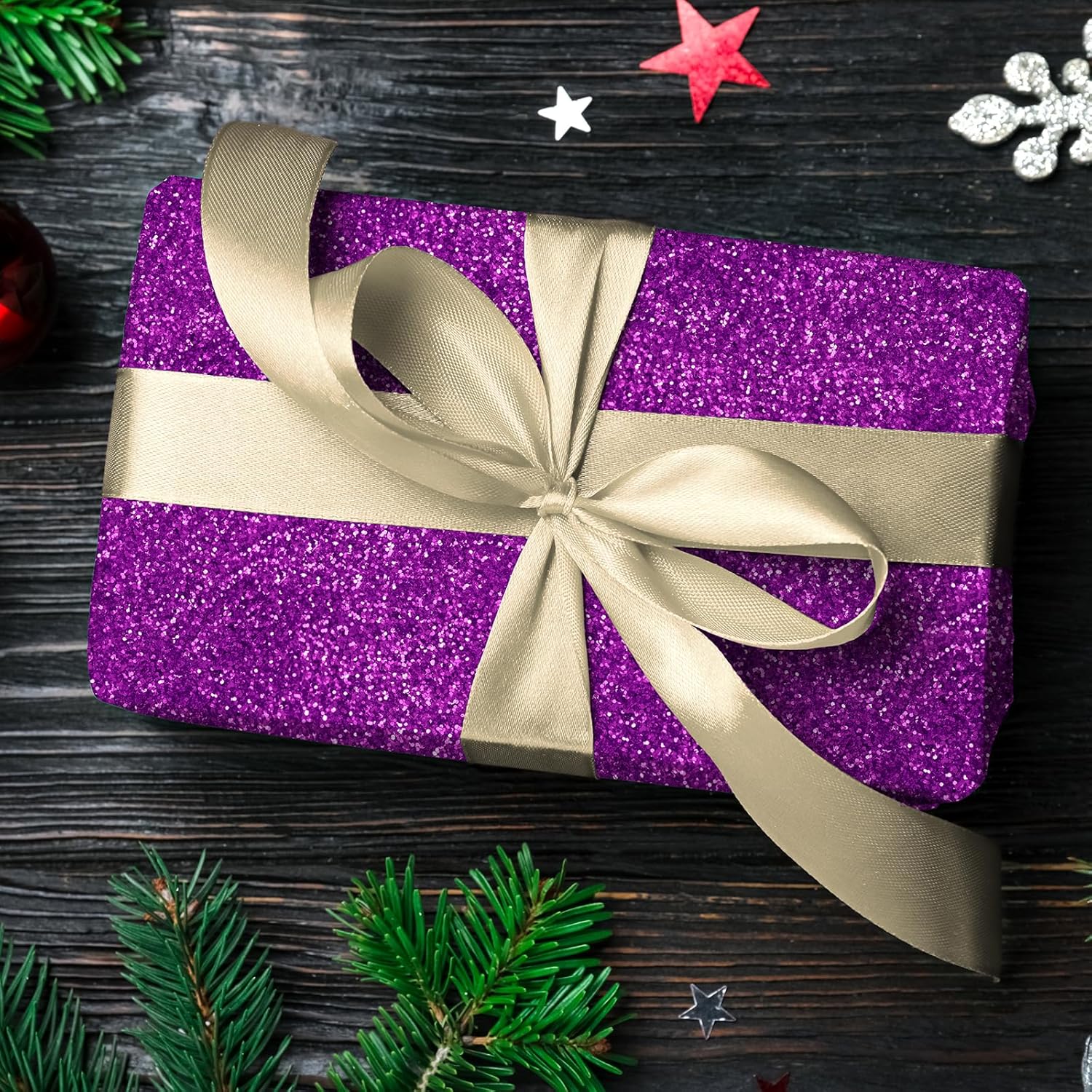CHIHUT 17.7''x236'' Dark Purple Glitter Contact Paper for Walls - Textured Self Adhesive Wallpaper - Removable Chunky Wall Covering - Peel and Stick for Shelf Liner Room Decoration
