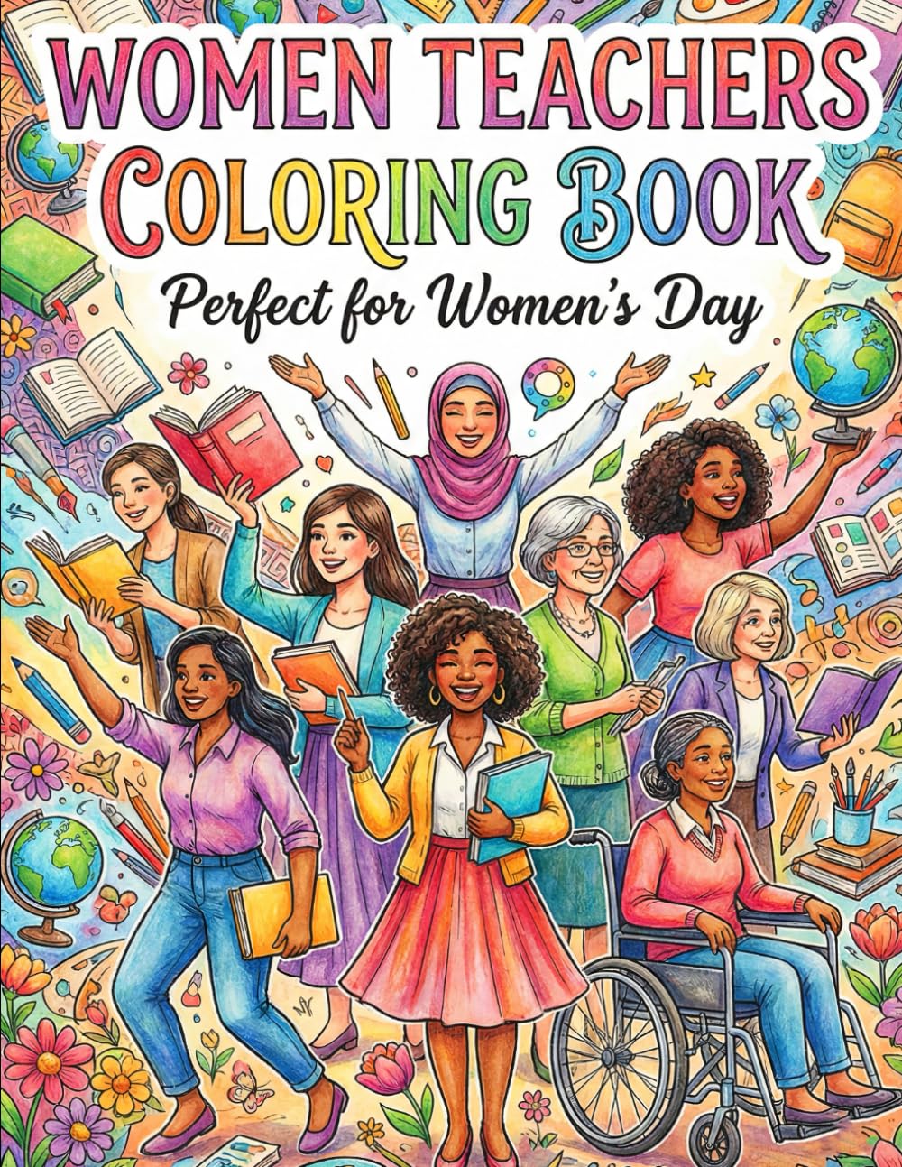 Women Teachers Coloring Book: Celebrate Women's Day with 50+ Empowering Coloring pages For Womens (Women’s Day Coloring Book Series)
