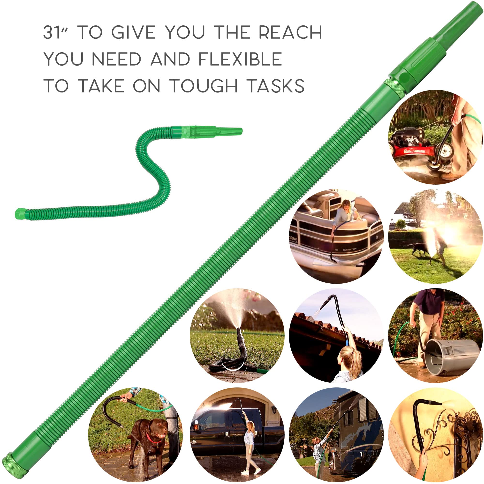 Bernini FlexEnd Garden Wand, Flexible Hose Sprayer with Fireman Nozzle for Versatile Watering and Cleaning - 31