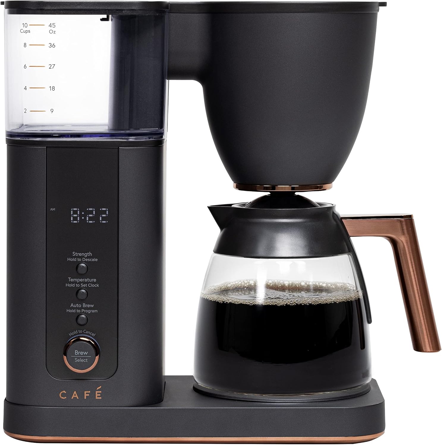 Caffetteria a goccia speciali per caffè, caraffa in vetro da 10 tazze, connessione WiFi vocale intelligente connessa a birreria, include cestello per filtri riutilizzabile e scooper per terreni, birra di qualità barista, certificato SCA, nero opaco