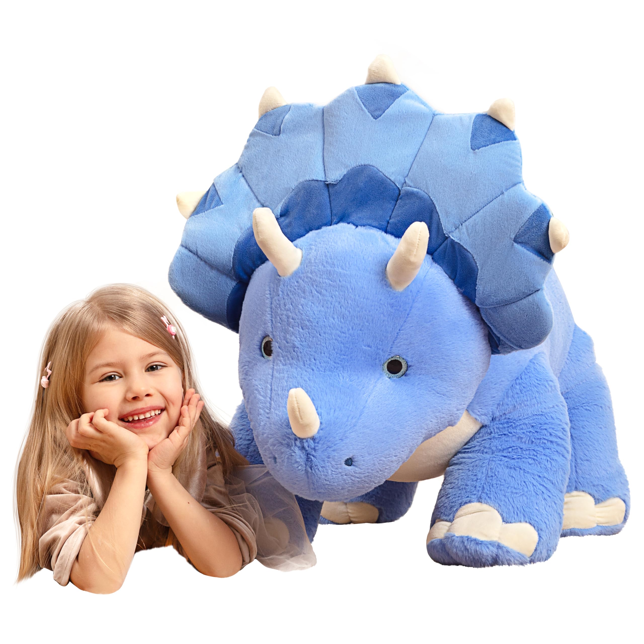 IKASA Groß Triceratops Dinosaurier Kuscheltier Riesen Stofftier,78cm Gross Plüschtier Riesige Plüsch Spielzeug,Geschenk für Kinder